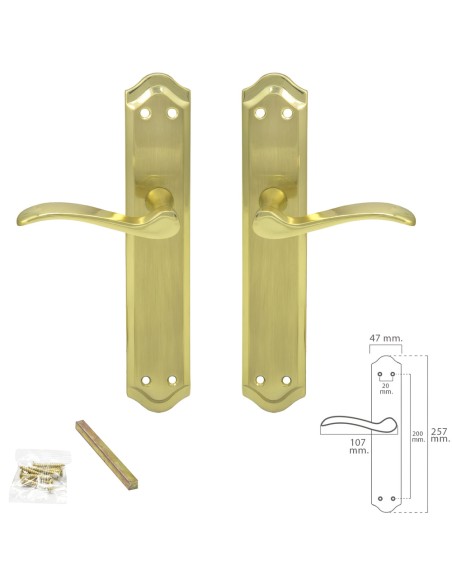 Juego Manivelas Para Puertas, Zamack Latonado "Oryx Irene"