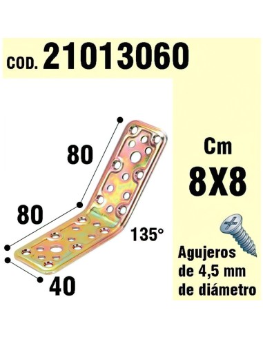 Soporte Para Madera Ángulo   40x80x80 mm. / 135°