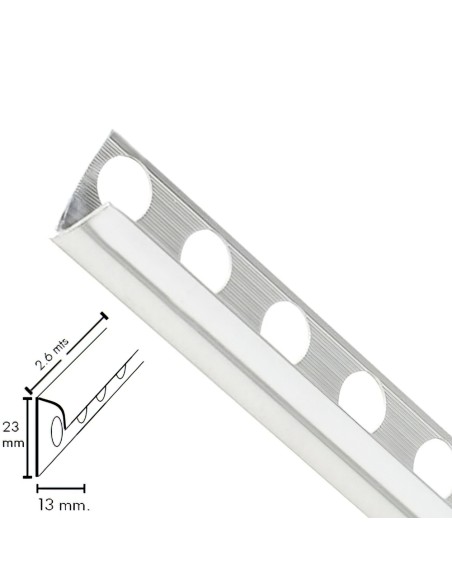 Guardacantos Metal Redondo Brillo Barra 2,6 Metros