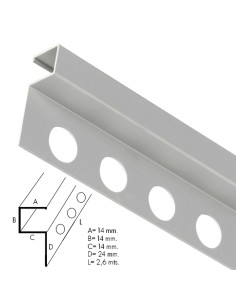 Guardacantos Metal Cuadrado Brillo Barra 2,6 Metros