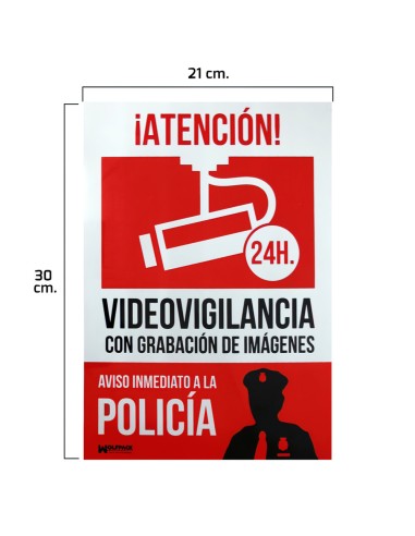 Cartel Alarma Conectada Aviso a Policia 30x21