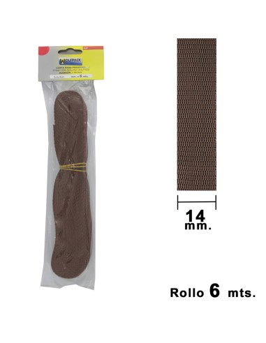 Cinta Persiana Wolfpack Marrón 14 mm. Rollo 6...