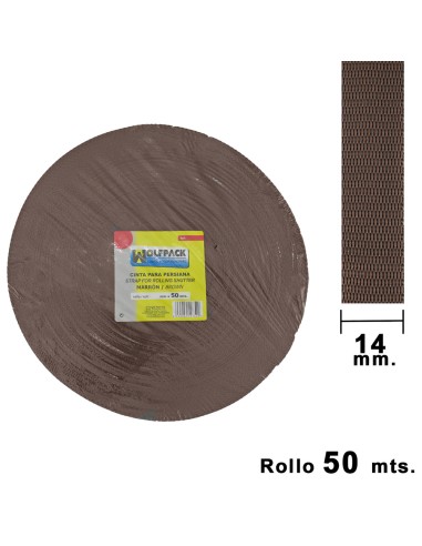 Cinta Persiana Wolfpack Marrón 14 mm. Rollo 50...