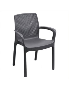 Silla Resina Simil Rattan Regina Antracita