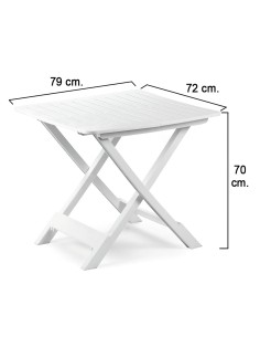 Mesa Resina Plegable Blanca 79x72x70 cm.