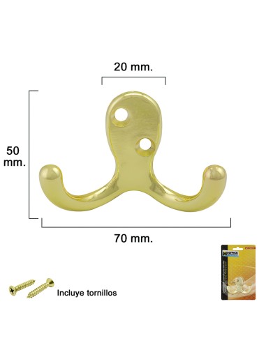 Gancho Doble Latonado Para Atornillar con...