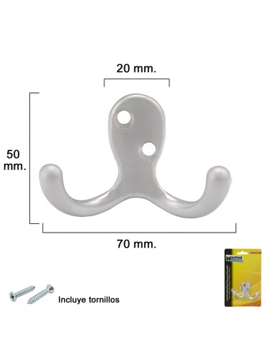 Gancho Doble Plata Mate Para Atornillar con...