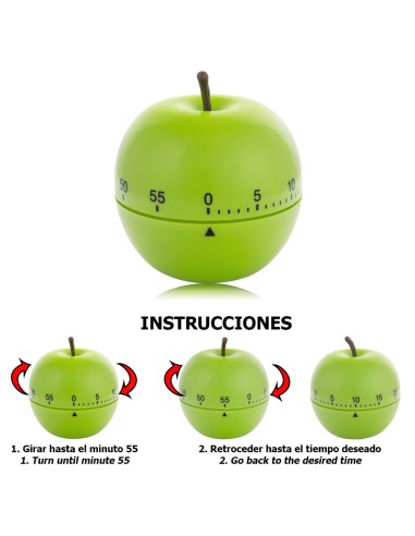 Temporizador Minutero Cocina Manzana Verde 60...