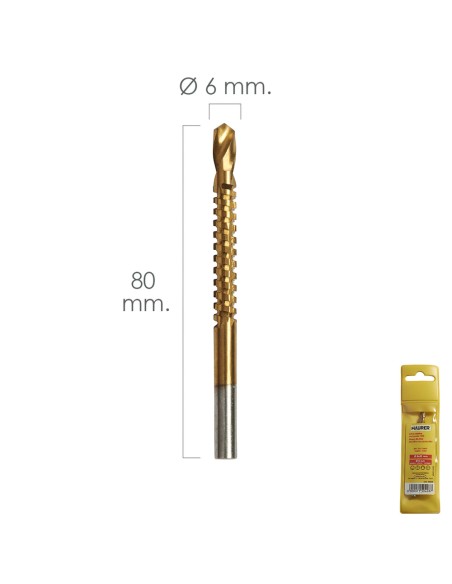 Fresa Rotativa Para Metales HSS  Ø 6 x 80 mm. Para Taladro / Fresadora