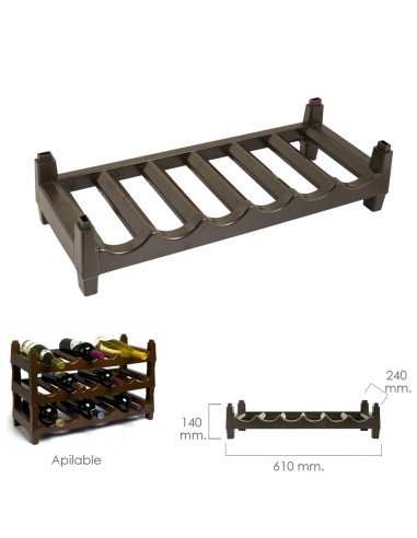 Botellero Apilable Plástico 6 Botellas