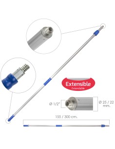 Mango Metálico Extensible Para Cepillo Lava Camiones...