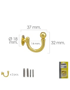 Gancho Latonado Atornillabe 37 mm. Con tacos y tornillos...