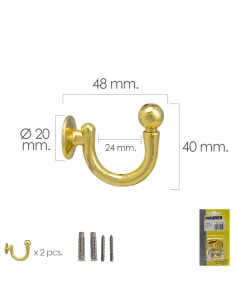 Gancho Latonado Atornillabe 48 mm. Con tacos y tornillos...