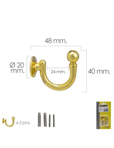 Gancho Latonado Atornillabe 48 mm. Con tacos y...