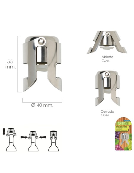Tapon Para Cava y Champagne Acero Inoxidable