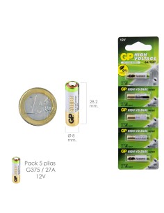 Pila Alcalina G375/ 27A 12 V. Sin Mercurio (Blister 5...