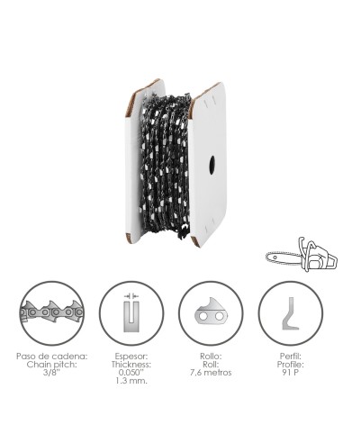 Cadena Motosierra 3/8" / 0.050" 1,3 mm. / 91 P...