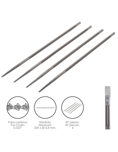 Limas Cadena Motosierra 200 x Ø 4.8 mm. 0.325"...