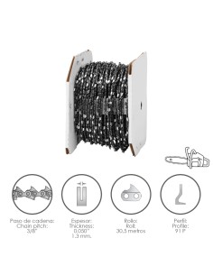 Cadena Motosierra 3/8" / 0.050" 1,3 mm. / 91 P / Rollo...