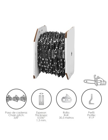 Cadena Motosierra 3/8" / 0.050" 1,3 mm. / 91 P...