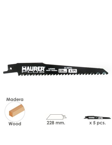 Hoja Para Sierra Sable Madera 228 mm. - 6 TPI...