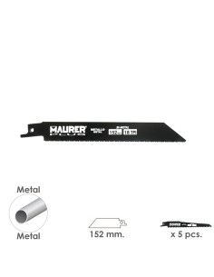 Hoja Para Sierra Sable Metal 152 mm. - 18 TPI Tipo Bosch...