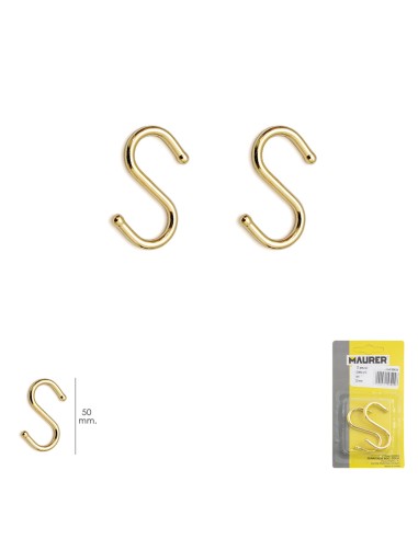 Gancho "S" 50 mm Dorado (Blister 2 piezas) Uso...
