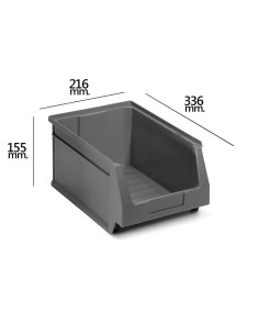 Gaveta almacenamiento TAYG apilable Gris Nº54 336x216x155mm