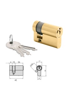 Cilindro CVL 5982T / 26x42 Laton Pulido Leva Larga 1/2...