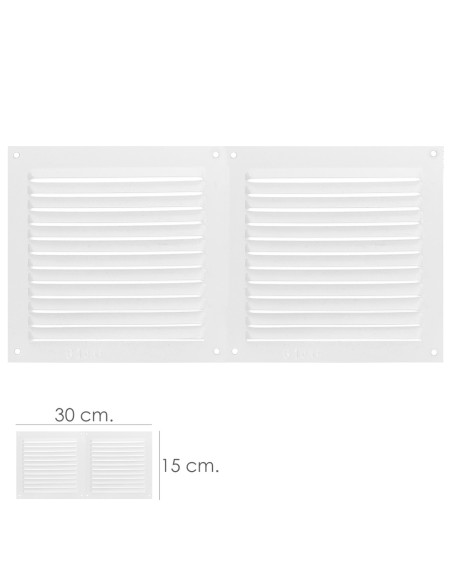 Rejilla Ventilacion Atornillable Doble 30x15 cm. Color Blanca