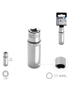LLave Vaso Larga 1/4" / 11 mm. Hexagonal. / Longitud 50...