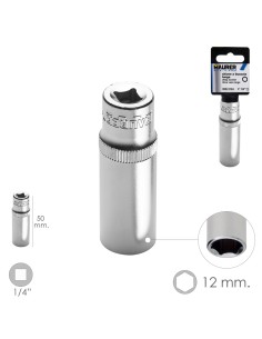 LLave Vaso Larga 1/4" / 12 mm. Hexagonal. / Longitud 50...