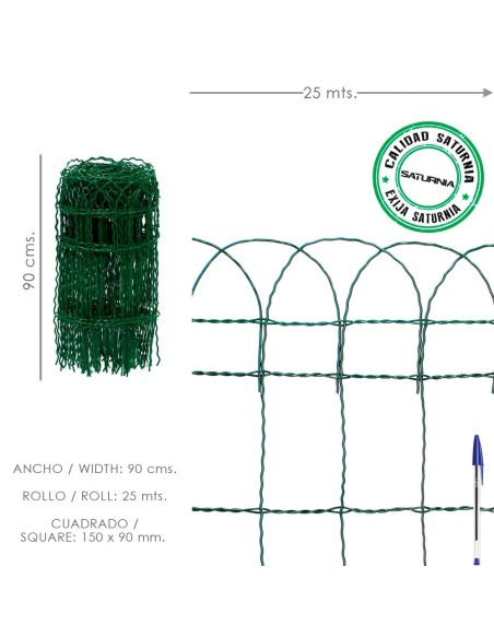 Malla Electrosoldada Plastificada Residence Altura 90 cm. Rollo 25 Metros