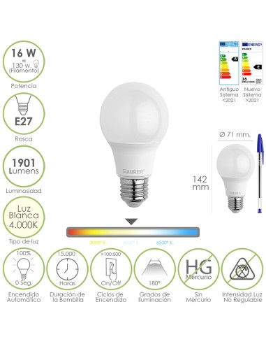Bombilla Led Estandar Rosca E27. 16 Watt....