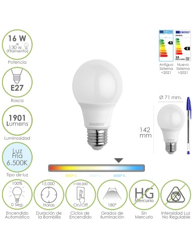 Bombilla Led Estandar Rosca E27. 16 Watt....