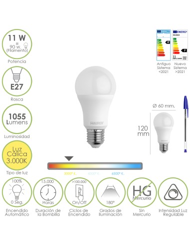 Bombilla Led Estandar Rosca E27. 11 Watt....