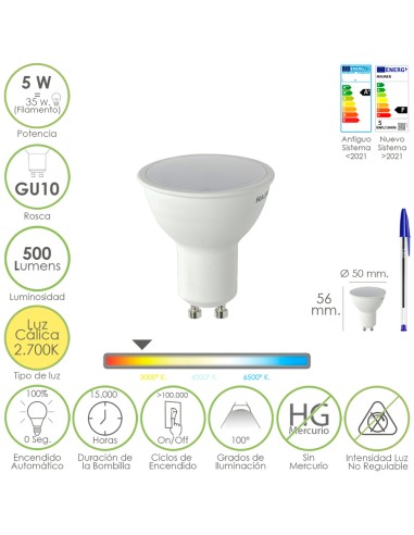 Bombilla Led Dicroica Rosca GU10. 5 Watt....