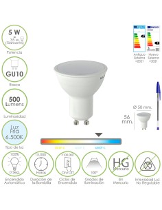 Bombilla Led Dicroica Rosca GU10. 5 Watt. Equivale A 30...