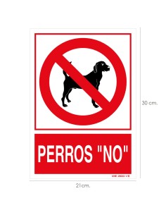 Cartel / Señal Perros "No" 30x21 cm.