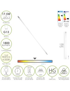 Tubo Led T8 120 cm.17,5 Watt. Equivale A 130 Watt. 1800...
