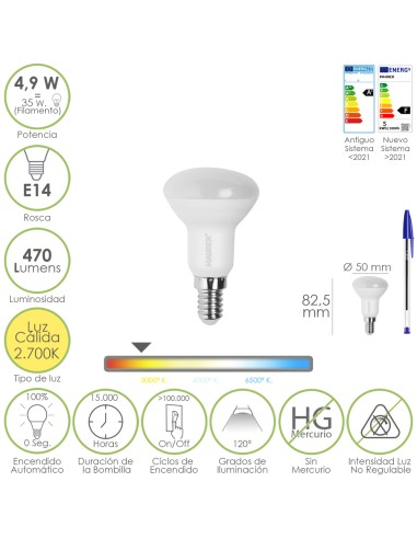 Bombilla Led Reflectante Rosca E14. 4,9 Watt....