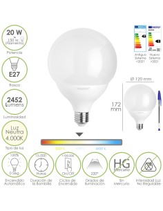 Bombilla Led Globo E27. 20 Watt. Equivale A 150 Watt....