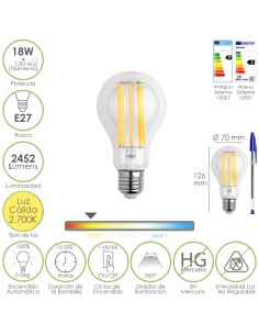 Bombilla Led Filamento Standar Rosca E27. 18 Watt....