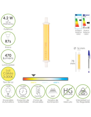 Bombilla Led Rosca R7s 4.2 Watt. Equivale A 25...