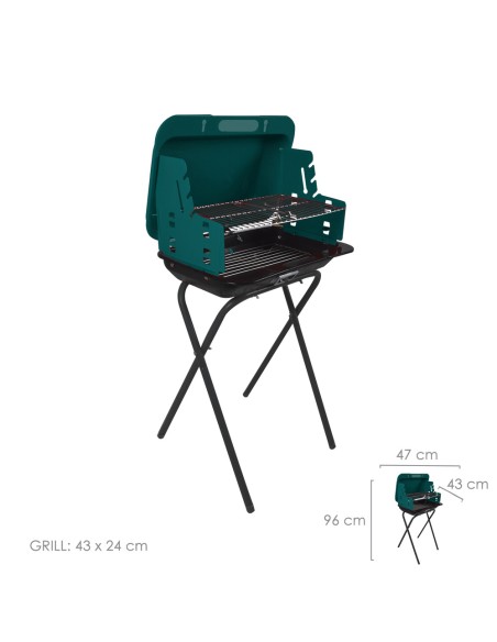 Barbacoa SATURNIA plegable Cayuse carbon y leña 47x43.5x96cm