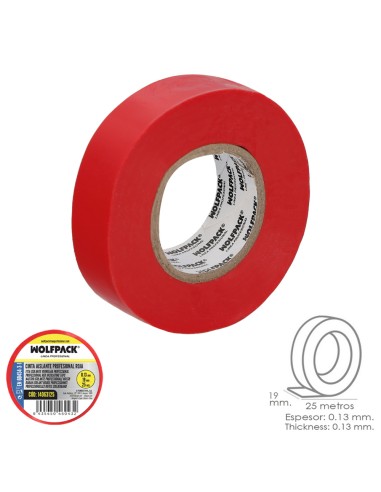 Cinta Aislante Profesional Roja Espesor 0.13...