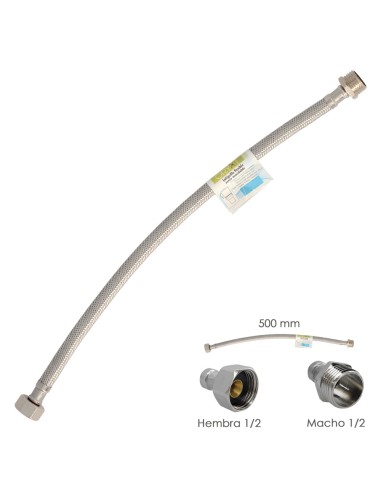 Latiguillo Flexible Acero Inoxidable Macho 1/2...