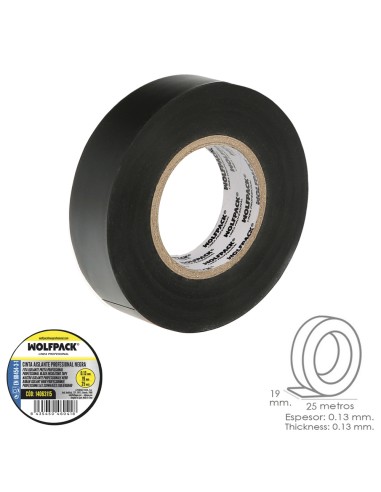 Cinta Aislante Profesional Negra Espesor 0.13...