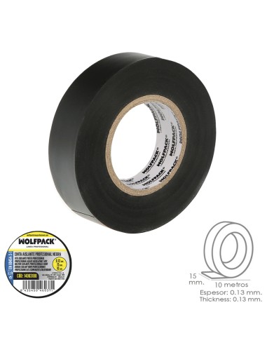 Cinta Aislante Profesional Negra Espesor 0.13...