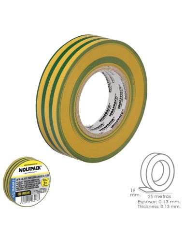 Cinta Aislante Profesional Amarilla/Verde...